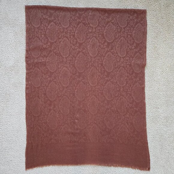 NWOT Cashmere Jacquard Lightweight Scarf Milk Chocolate - Picture 8 of 10